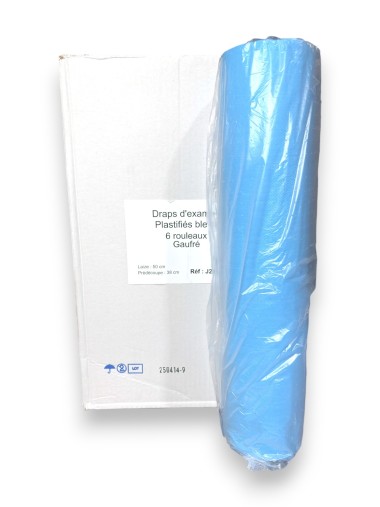 Drap d'examen plastifié bleu (carton de 6)