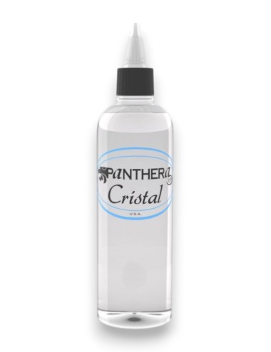 Cristal - Panthera - flacon transparent à bouchon verseur noir, étiquette ovale Panthera Cristal