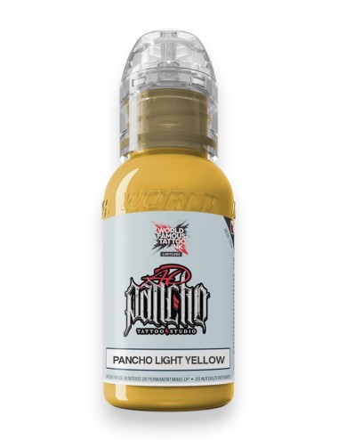 Light Yellow (AD Pancho) - World Famous Limitless - flacon jaune moutarde à bouchon transparent, étiquette bleu pâle AD Pancho
