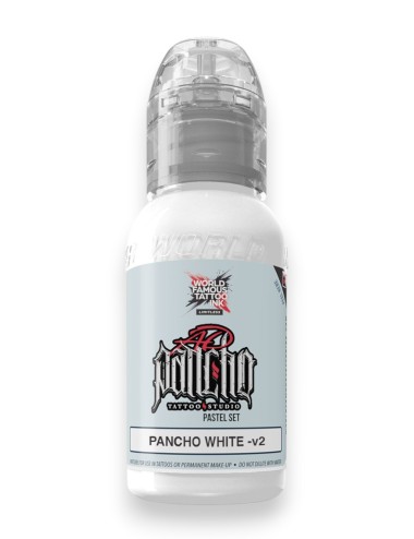 White V2 (AD Pancho) - World Famous Limitless - flacon blanc à bouchon transparent, étiquette AD Pancho Pastel Set, vue de face