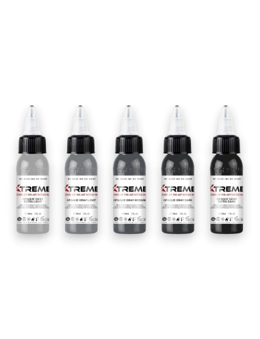 Opaque Gray Set - Xtreme Ink 5x30ml - Xtreme Ink | Lucky 7 Supplies