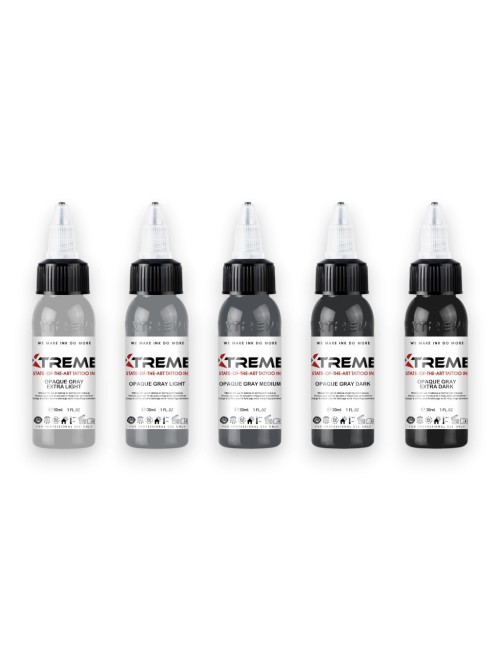Opaque Gray Set - Xtreme Ink 5x30ml - Xtreme Ink | Lucky 7 Supplies