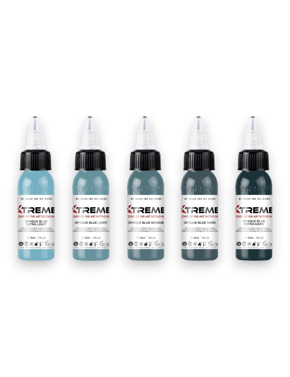 Opaque Blue Set - Xtreme Ink 5x30ml - Xtreme Ink | Lucky 7 Supplies