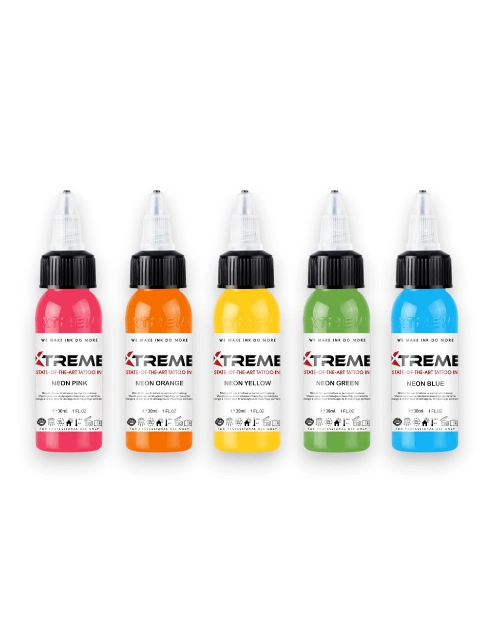 Neon Set - Xtreme Ink 5x30ml - Xtreme Ink | Lucky 7 Supplies