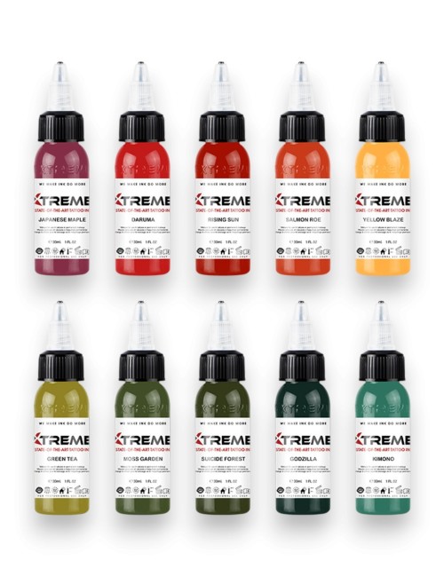 Traditional Japanese Color Set - Xtreme Ink - 10x30ml - Xtreme Ink | Lucky 7 Supplies