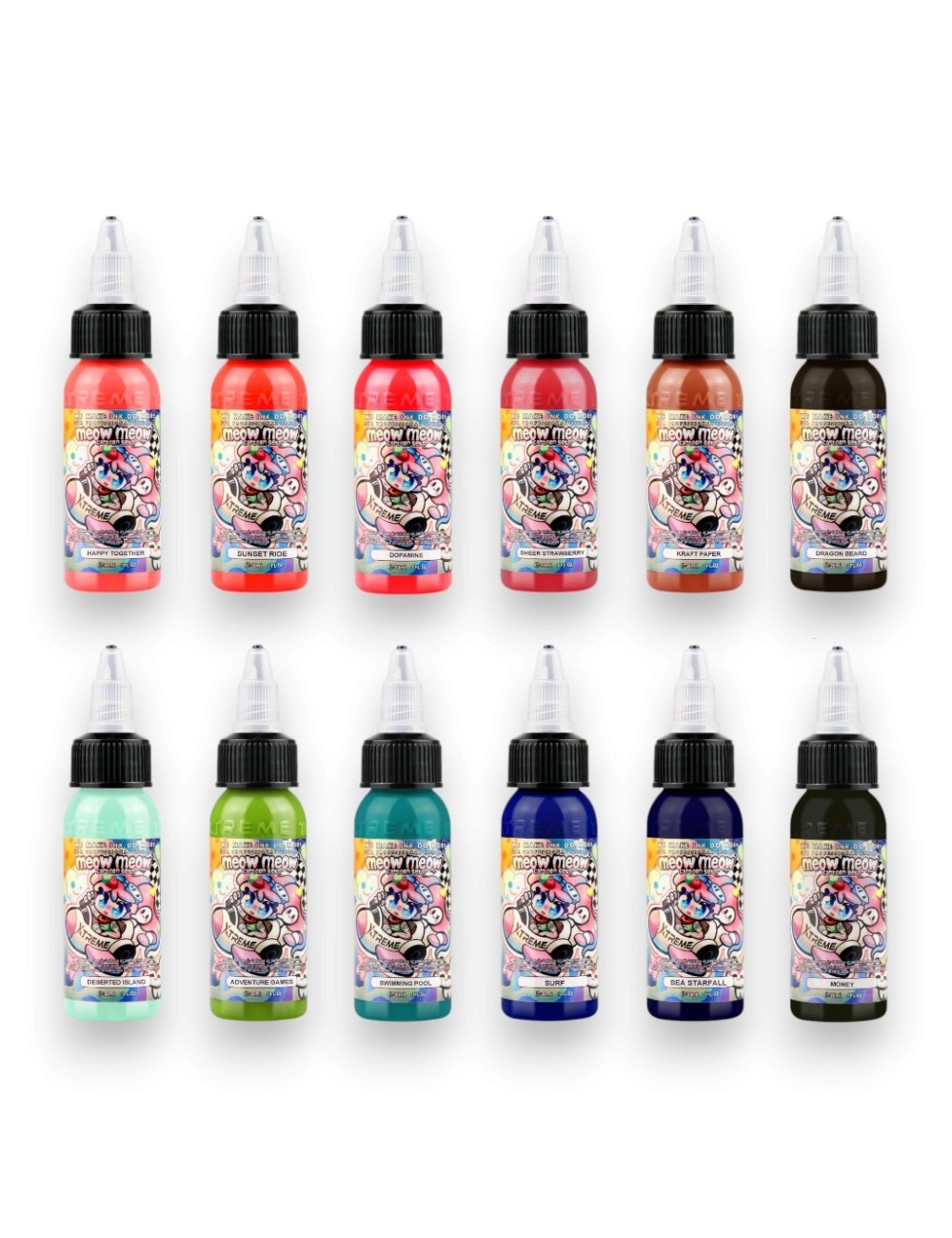 Meow Meow Cartoon Set  - Xtreme Ink 12x30ml - Xtreme Ink | Lucky 7 Supplies